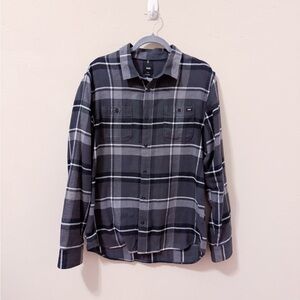 Vans Men's Black & Gray Plaid Flannel Button Up Shirt (L)
